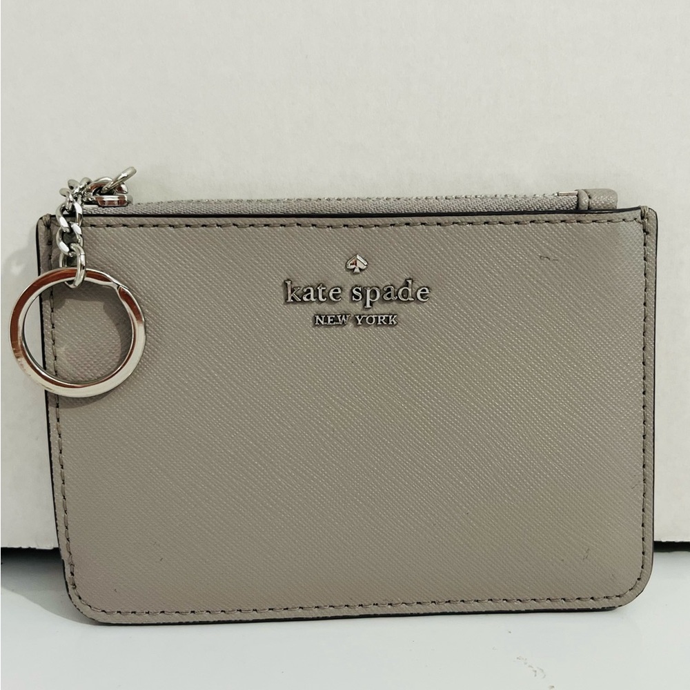 Kate Spade Taupe Card Holder with Chain